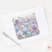 Bearded Iris & Quote Vierkante Sticker (Envelop)
