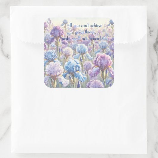 Bearded Iris & Quote Vierkante Sticker (Tas)