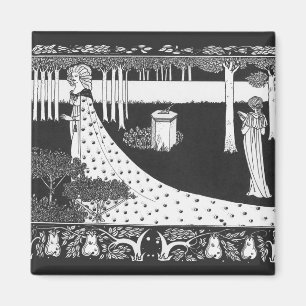 Beardsley Art Nouveau Black en White Woman Magneet