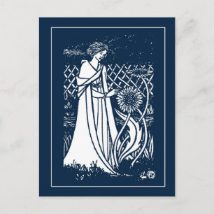 Beardsley Lady & Sunflower Post Card Briefkaart