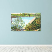 Beardsley Park Water Herfsten Scene Canvas Afdruk (Insitu (Houten vloer))