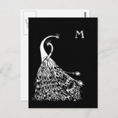 Beardsley Peacocks Paire Monogramme Carte postale (Devant / Derrière)