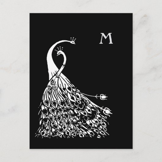 Beardsley Peacocks Paire Monogramme Carte postale (Devant)