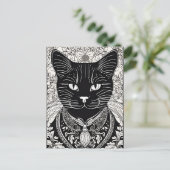 Beardsley Style Cat Briefkaart (Staand voorkant)