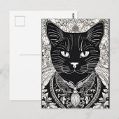 Beardsley Style Cat Briefkaart (Voorkant / Achterkant)