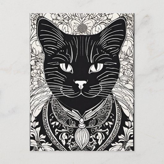 Beardsley Style Cat Briefkaart (Voorkant)