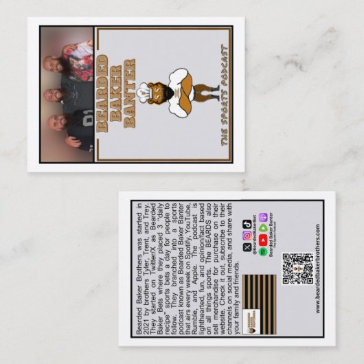 Beared Baker Banter Cartes de Commerce : Logo Podc (Devant / Derrière)