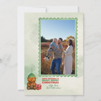 Bearista Coffee Bear "Beary Merry Christmas" Card Kaart