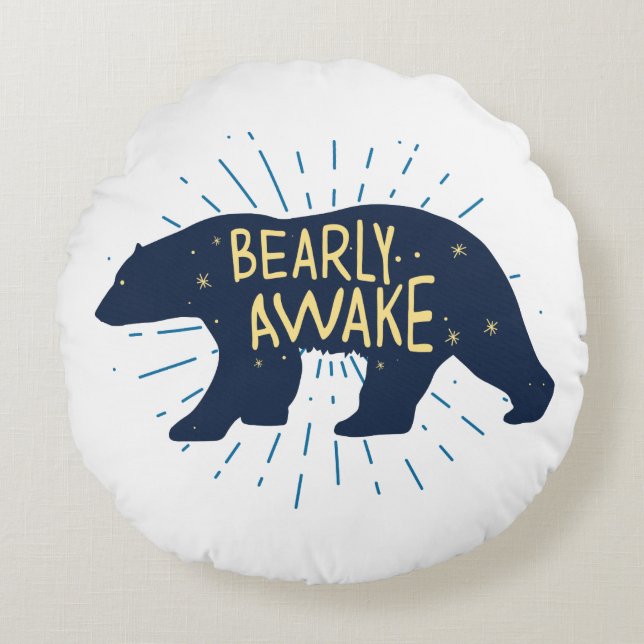 Bearly Awake Rond Kussen (Voorkant)