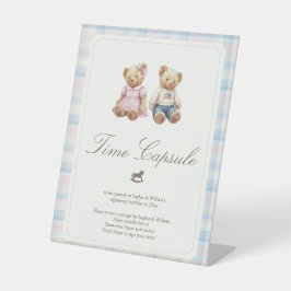 Bearly first birthday Twins  Reclamebord Met Voetstuk