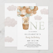 Bearly First Teddy Bear 1st Birthday Invitation (Devant / Derrière)
