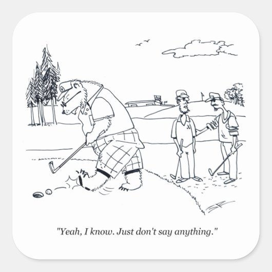 Bearly Golf gros autocollants carrés (Devant)