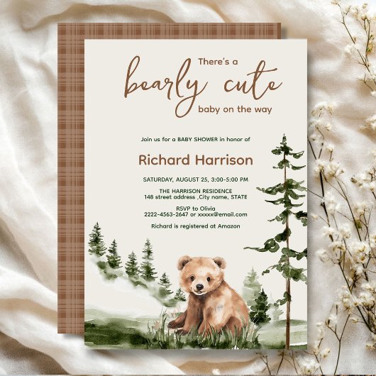 Bearly schattig waterverf bos beer baby shower kaart