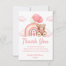 Bearly Wacht, Meisje baby shower Teady beer Pink Bedankkaart