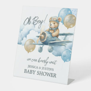 Bearly Wait Air Plane Baby shower Welkomstbord Reclamebord Met Voetstuk