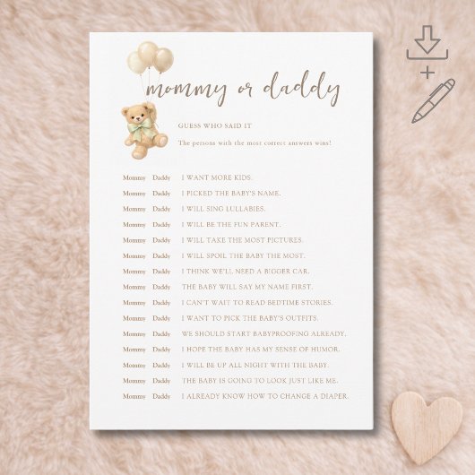 Bearly Wait Baby Shower Devinez Qui A Dit Carte