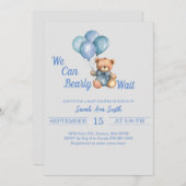 Bearly Wait Balloons Baby shower Invitation (Devant / Derrière)