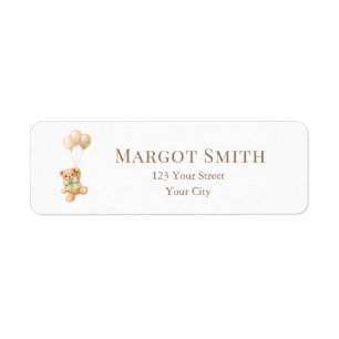 Bearly Wait Balloons Baby Shower Retouradres Etiket
