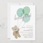 Bearly Wait Bear Mint Green Baby shower Invitation (Devant)