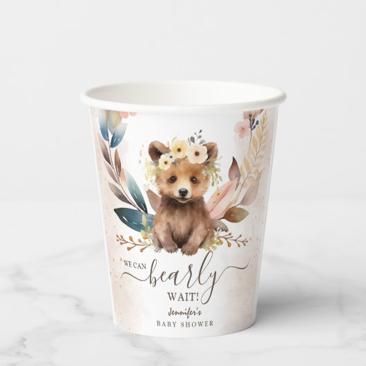 Bearly Wait Beer Baby shower Paper Cup Papieren Bekers (Achterkant)