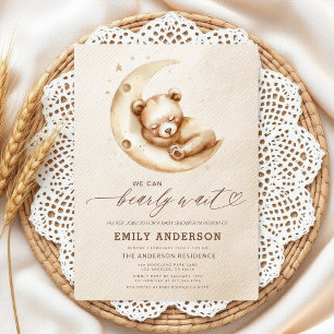 Bearly Wait Beige Genderneutraal Baby shower Kaart