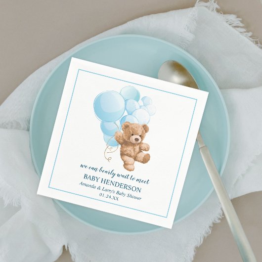Bearly Wait Blauwe Teddydbeer Servetten