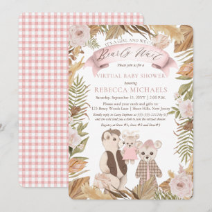 Bearly Wait Boho Beer Familie Virtuele Baby Shower Kaart