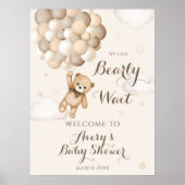 Bearly Wait Bruin Beer Ballon Baby shower Poster (Voorkant)