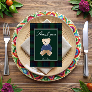 Bearly wait classic plaid baby shower bedankkaart