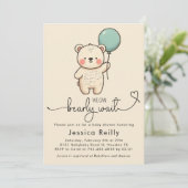 Bearly Wait – Faire-part de Baby Shower Minimalist (Debout devant)