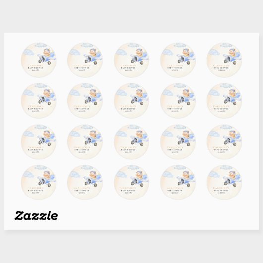 Bearly Wait Flying Bear & Cloud Round Sticker (Feuille)