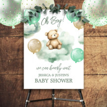 Bearly Wait Green Balloon Nuages Baby shower