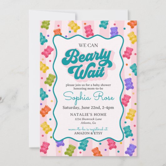 Bearly Wait Gummy Bear Baby Shower Invitation (Devant)
