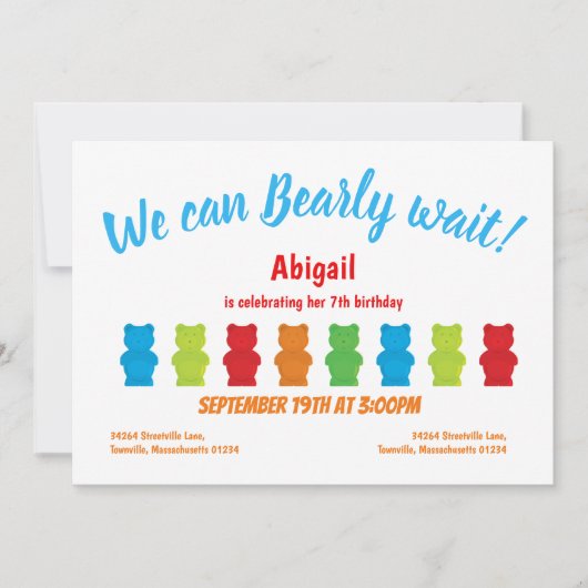 Bearly Wait Gummy Bear Invitation d'anniversaire d (Devant)
