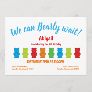 Bearly Wait Gummy Bear Invitation d'anniversaire d