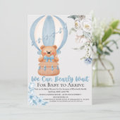 Bearly Wait Hot Air Ballon Baby Shower Invitation (Debout devant)