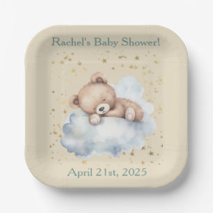 Bearly Wait - Jongen Teddybeer slaapt in wolken  Papieren Bordje