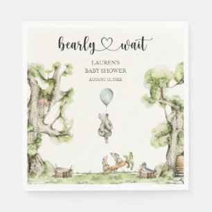 Bearly Wait Jongens- of Meisjesbabyborrel Woodland Servet