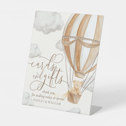 Bearly Wait Kaarten en geschenken Tan Baby shower Reclamebord Met Voetstuk (Voorkant)