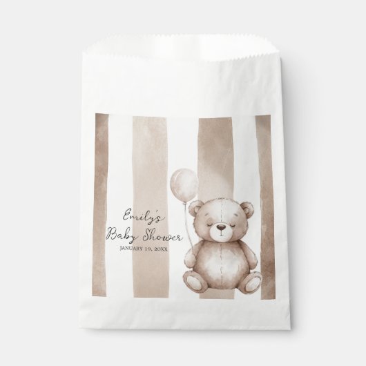 Bearly Wait Neutral Teddy Baby Shower Bedankzakje (Voorkant)