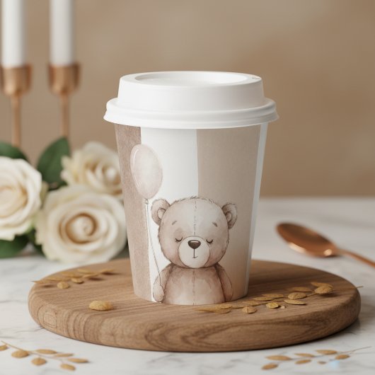 Bearly Wait Neutral Teddy Baby Shower Papieren Bekers