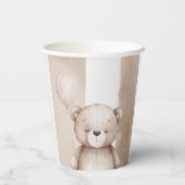 Bearly Wait Neutral Teddy Baby Shower Papieren Bekers (Achterkant)