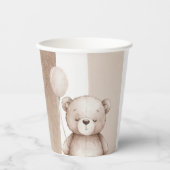 Bearly Wait Neutral Teddy Baby Shower Papieren Bekers (Voorkant)