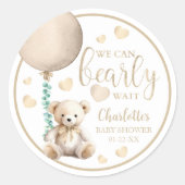 Bearly Wait Neutral Teddy Bear Sticker Baby shower (Devant)