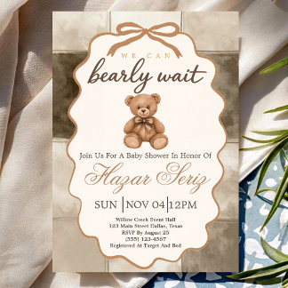 Bearly Wait Neutrale Teddybeer Babyborrel Kaart