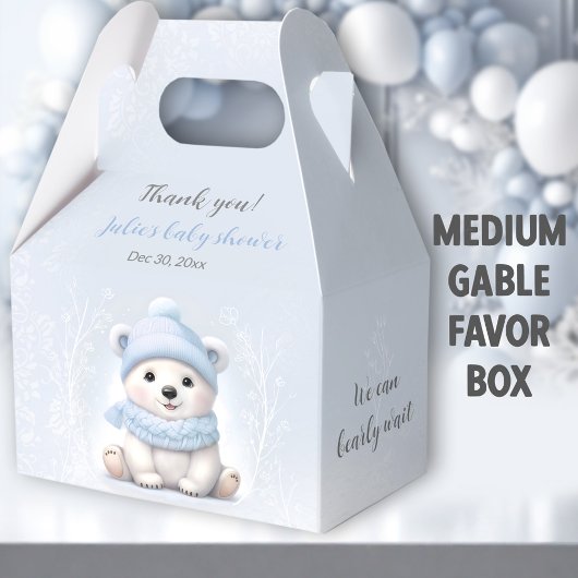 Bearly Wait Polar Beer Blauw Baby shower Medium Bedankdoosjes