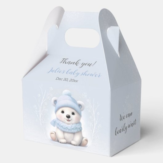 Bearly Wait Polar Beer Blauw Baby shower Medium Bedankdoosjes (Achterkant)
