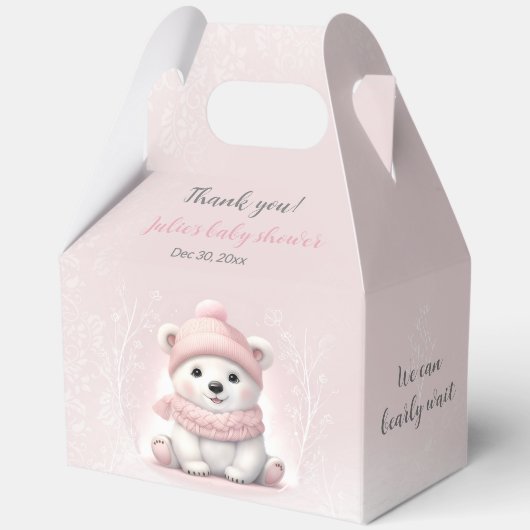 Bearly Wait Polar Beer Roze Baby shower Groot Bedankdoosjes (Voorkant)