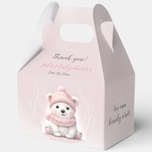 Bearly Wait Polar Beer Roze Baby shower Groot Bedankdoosjes (Achterkant)