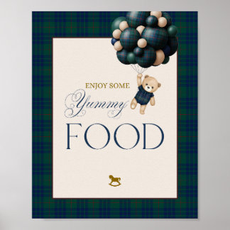 Bearly Wait Preppy Teddy Balloon Baby Shower Poster